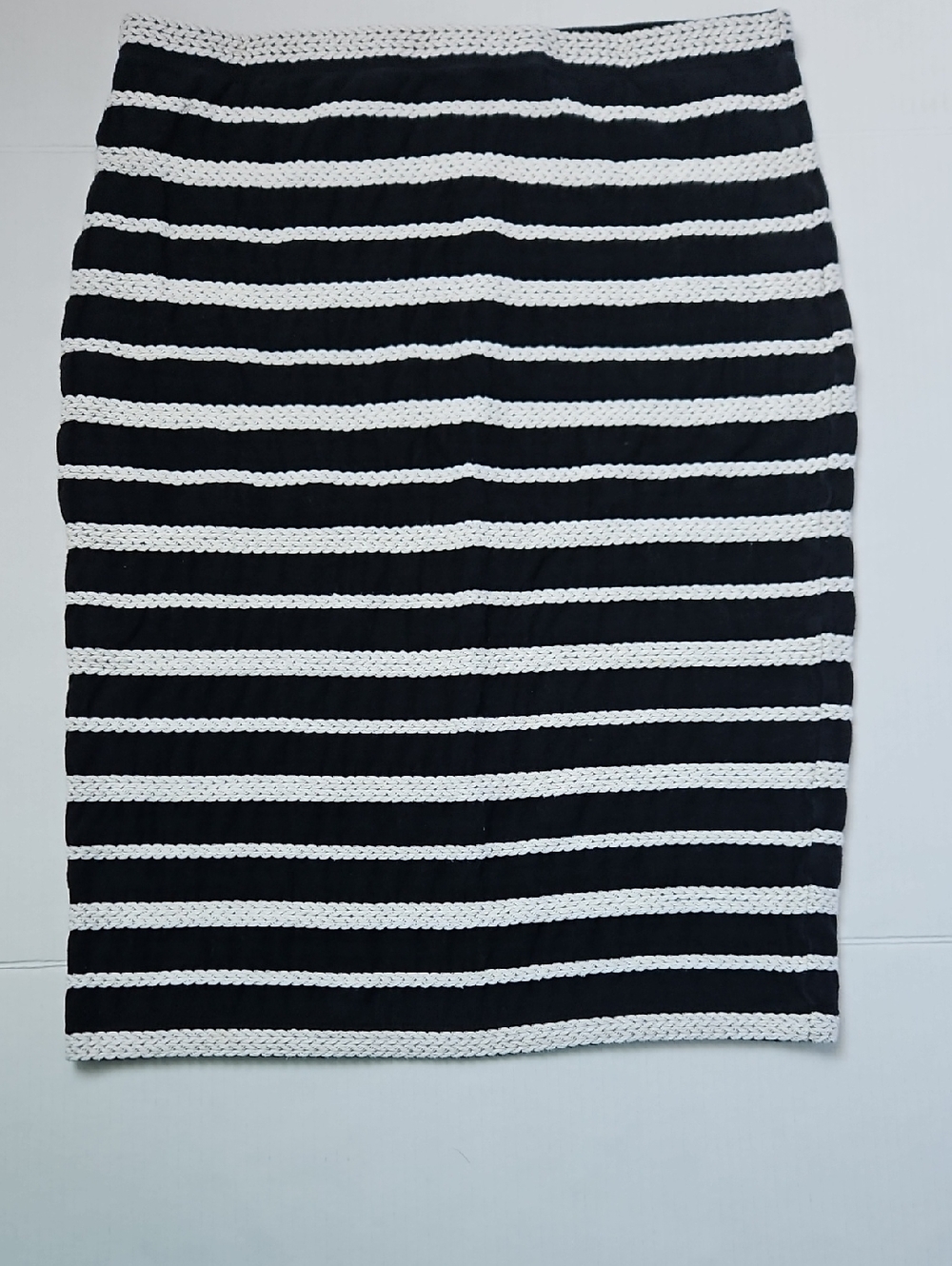 Max Studio Black and White Striped Knit Pencil Skirt